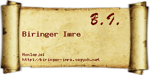 Biringer Imre névjegykártya